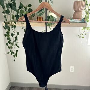 NWT Decree Black Ribbed One Piece Swimsuit Women XL Cheeky